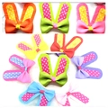 Polka dot bunny ear hair accessories with ribbon bows in multiple vibrant colors - 5.5*6cm / Orange Red