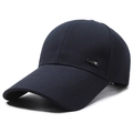 Berretto da baseball blu scuro con visiera lunga, placca in metallo e cotone traspirante - Regolabile / Blu navy