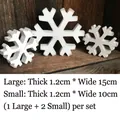 Lot de 3 flocons de neige en bois blanc style vintage pour décoration de Noël rustique - Blanc Antique