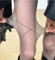 Dunkelgraue transparente Strumpfhose mit silbernem X-Muster und hoher Elastizität - Grau Silber Raute