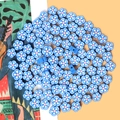 Blue clay flower beads for DIY jewelry making with white edges and red centers - Sky Blue Plum Blossom