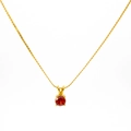 Élégant collier en acier inoxydable plaqué or 18K avec pendentif rond en pierre rouge - Chaîne Torsadée en Acier Inoxydable / Janvier-Rouge Grenat
