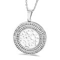 Elegant hollow silver-toned pendant necklace with geometric patterns and sparkling rhinestones - Steel Color Geometric Hollow Double Row Rhinestone Pendant (KP45824-K)