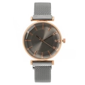 Reloj de cuarzo para mujer con esfera gris oscuro y correa magnética en oro rosa - Plateado