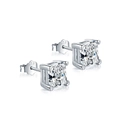 Minimalist S925 sterling silver square-cut cubic zirconia stud earrings in a silver finish - Square 6x6mm