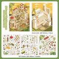 DIY PET 2.5D architectural house stickers set featuring traditional red-tiled building design - Red Tile Qiaolou