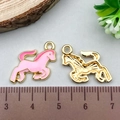 Pink enamel horse charms in gold finish with ruler measurement showing 2cm width - Pink Horse (21847)