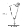 Silver bow chain earring with cross pendant in F136 titanium and cubic zirconia - Chain Cross Style (0190-4#) / Silver