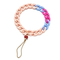 Macro shot of colorful acrylic phone chain strap with gold ring and red bead charm - SL1858-Orange Blue Rose Red Mixed