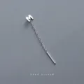 Minimalist S999 sterling silver ear threader with letter M pendant and fine chain link - Letter M