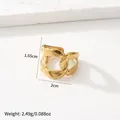 Adjustable golden link chain ring in hollow industrial style for women made of stainless steel - 52-Chain Link / Gold