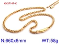 6mm wide hip-hop style stainless steel basket chain necklace in a luxury gold finish - Gold Widened Style (KN37147-K)