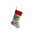 Christmas stocking with flamingo, palm tree, and Merry Christmas text on white fabric - Style A (Flamingo/Palm Tree/Snowflake)