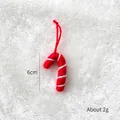 Handmade red and white striped felt candy cane Christmas tree ornament 6cm - Small Red