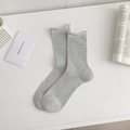 Calze a metà polpaccio grigio chiaro in misto cotone con maglia a coste e bordi arrotolati - Taglia unica / grigio scuro
