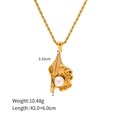 Gold stainless steel lava necklace with pearl pendant, height 3.33cm, weight 10.48g - JDN2302114-Gold Rope Chain Lava Pearl