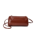 Brown leather cylinder crossbody bag, stylish small shoulder bag for women variant - Caramel Brown