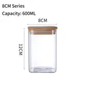 A 600ml cylindrical glass storage jar with a bamboo airtight lid and 8cm diameter - 8x12cm (600ml)