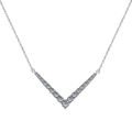 V-Halskette aus S925 Sterlingsilber mit brillantgeschliffenen Zirkonia-Steinen in Silber - Weißer V-Anhänger (Weißgold Plattiert)