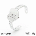 Anillo de cadena plateado con placa grabada 'Love' y banda abierta ajustable mujer - Color Acero (KR105028-KFC)