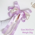 Large handmade purple and white ribbon bow wedding decoration, size 36x55cm - Champagne Purple Large Bow