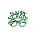 Sparkly green St. Patrick's Day round glasses with Happy St. Pat's decorative text - Happy Style Glasses