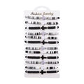 12-piece Bohemian clay bead cross bracelet set in black white and gray tones - SY0259-1 (12 Pieces Set-Black White Gray)