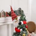Plush Santa Claus Christmas tree topper with long red patterned hat and white beard - Santa Claus