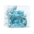 Set of 12 light blue hexagonal star Christmas ornaments with metallic shiny finish - Lake Blue