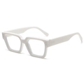 Occhiali da sole retrò bianchi quadrati con montatura spessa e borchie dorate - Beige Lenti Chiare