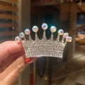 Silver crown hair clip with colorful rhinestones for little girls birthday performance - 326-18# Nine-Tooth Crown (Medium)