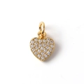 Macro detail of gold-plated heart pendant featuring micro-set cubic zirconia stones - 09-Micro Pave Closed Heart
