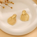 Modern gold plated fan-shaped earrings with unique radial textured metal finish - E6204-14-Radiating Fan