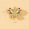 Golden butterfly pendant with multi-color zircon stones measuring 2cm by 2.3cm - Style A-Multicolor Zirconia (2x2.3cm)