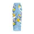 Pareo da spiaggia con stampa limoni e motivo maiolica blu con cintura regolabile donna - Taglia unica / Gonna Pareo Singola