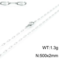 Zilverkleurige sprankelende platte ovale schakelketting met karabijnslot 500x2mm - Zilveren Stijl (KN118241-Z)