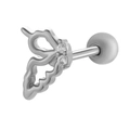 Clou d'oreille papillon en argent avec zircone et fermoir à boule vissée - 089-3# Style Papillon (Droite) / Argent