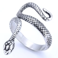 Anello a serpente in acciaio inossidabile stile punk con squame d'argento vintage - US 7 / Colore Acciaio (19505)