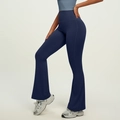 High-waisted flared yoga pants in deep blue featuring a wide tummy-control waistband - Whale Blue