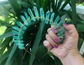 Corona de novia hecha a mano con cristales turquesas sobre diadema dorada - Verde + Alambre Dorado Diadema de Plata