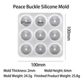 9-hole silicone resin mold for donut pendants with 100x100mm overall dimensions - 9-Cavity Ping'an Kou Mold / 100x100mm