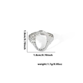 Silver-tone fishtail titanium steel ring with hammered texture and oval hollow design - TYR0388 / Silver Lava Texture