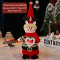 Christmas snowman apple gift bag in red velvet with LED heart and 14x37cm dimensions - Antler Doll Snowman