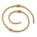 Golden stainless steel box chain necklace featuring two unique spring coil link elements - 500x5mm / Gold Necklace
