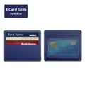 Dark blue litchi pattern leather card holder with four slots and transparent ID window - 4 Slots Window Style / Dark Blue