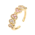 Goldener offener Ring mit rosa und weißen herzförmigen Zirkonsteinen im süßen Design - Rosa und weißer Herz-Zirkonia (CR00776CX)