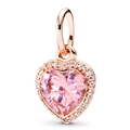 Rose gold heart pendant with pink heart-cut gemstone and surrounding crystal pave - Rose Gold/Pink