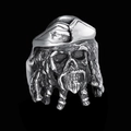 Bague crâne de pirate viking de style punk, en acier inoxydable argenté pour homme - US 7 / Argent Antique