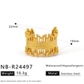 Waterproof gold stainless steel ring with radial columns, weighing 10.3g and 19mm inner diameter - Lava Texture Wide Open Ring(NB-R24497)