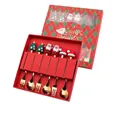 6-piece gold Christmas cutlery set with cartoon Santa toppers in a festive red gift box - Christmas 6-piece Set (2003 Design)